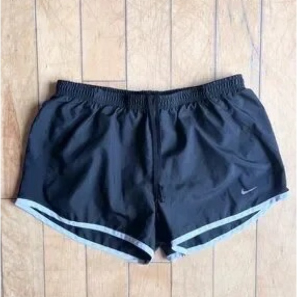 Nike Black Women's Running Shorts with Light Gray Trim - Picture 1 of 5